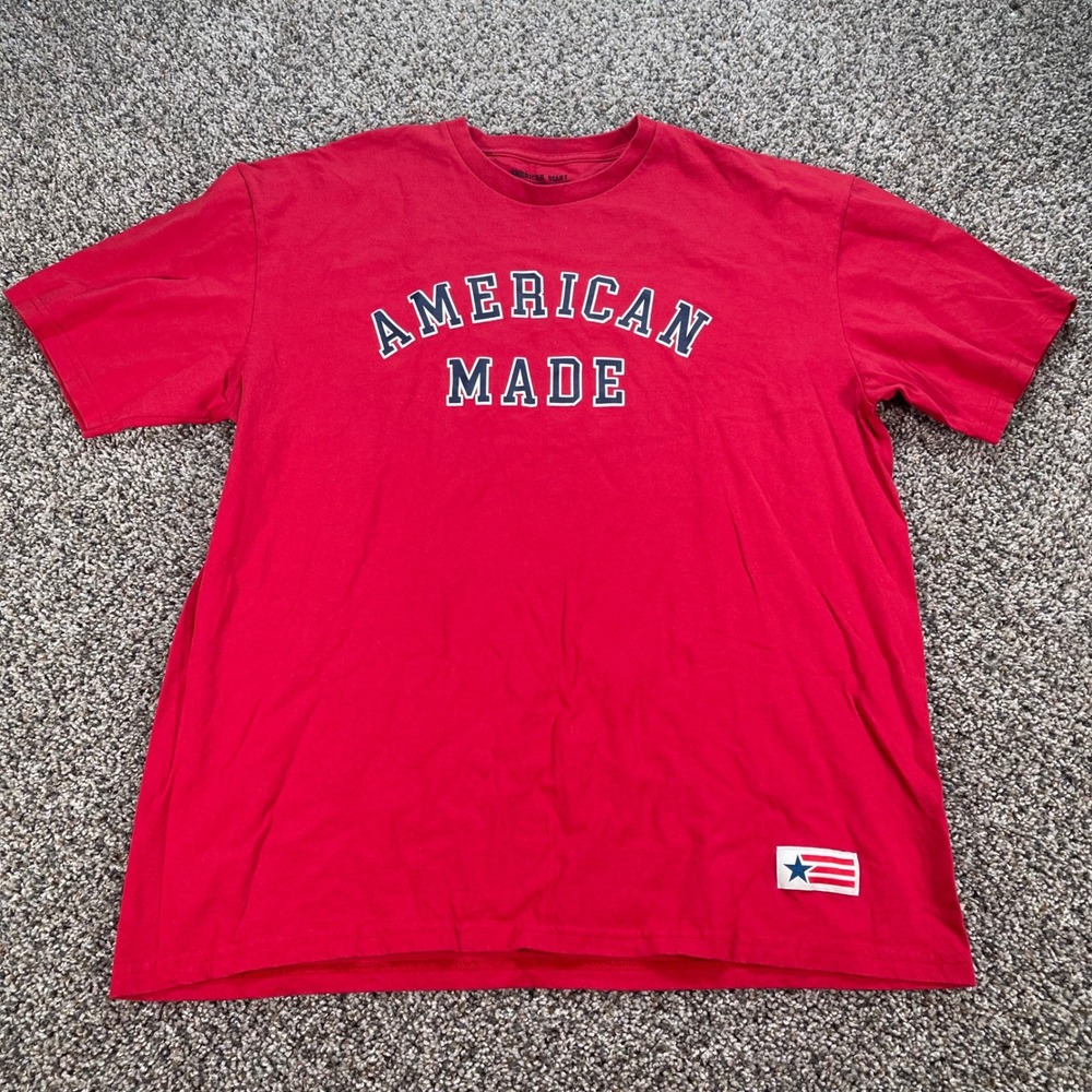 American Giant Mens XXL American Made Flag Collection Red Graphic T-Shirt USA